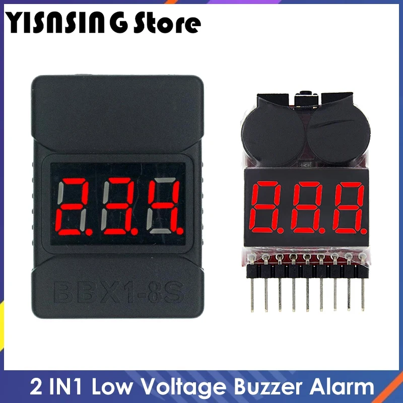 1-8S BBX1-8S 2IN1 Lipo Battery Voltage Tester/Low Voltage Buzzer Alarm/ Checker Dual Speakers for /Li-ion