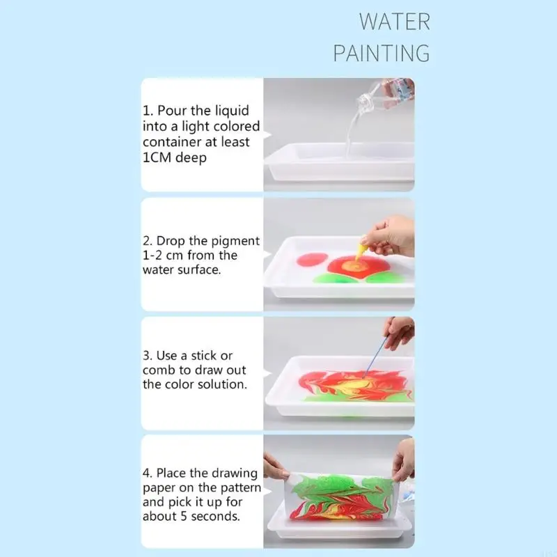 918C 6/12 × 6 ミリリットル水マーブリングペイントアートキット子供用非毒性水アートペイントセット布紙 DIY アートクラフト手作り