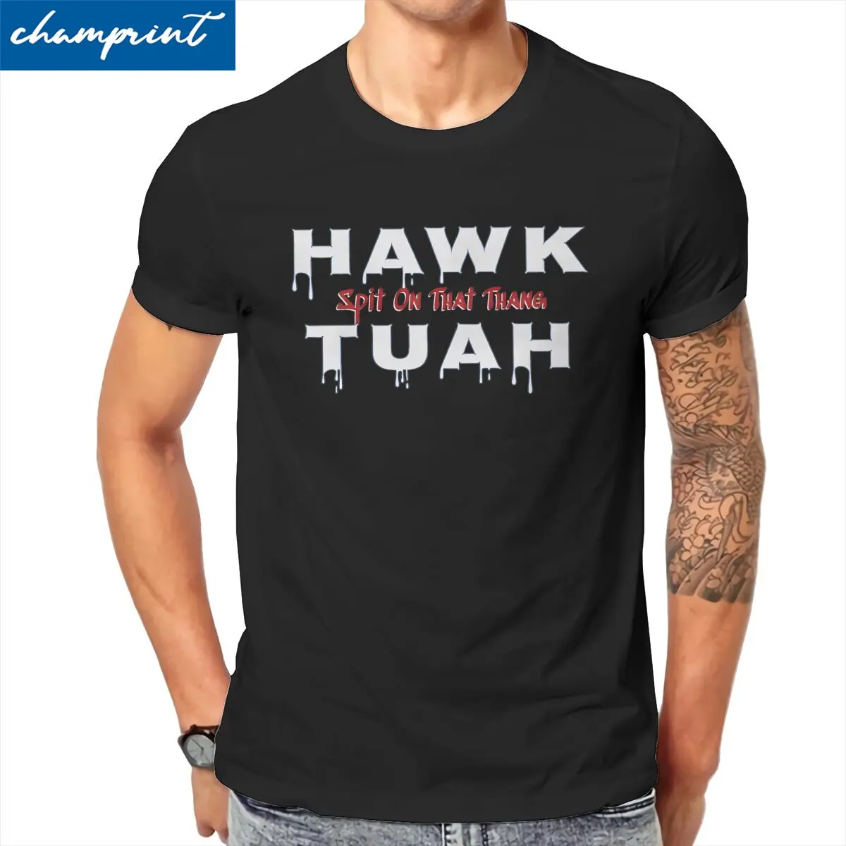 Hawk Tuah Spit On That Thang Meme T-Shirts for Men Casual 100% Cotton Tee Shirt Round Collar Short Sleeve T Shirt Plus Size Tops