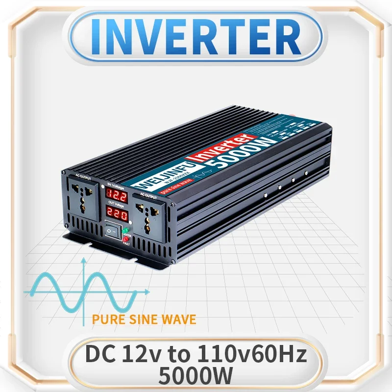 Acessórios do inversor de onda senoidal pura de 2300 W, potência máxima de 5000 W com ventiladores silenciosos duplos e eficiência de 95%, acessórios indispensáveis para RV e caminhão
