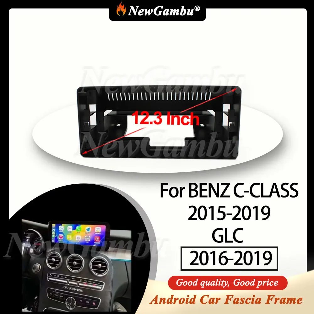 

Рамка NewGambu 12,3 дюйма для BENZ C-CLASS 2015-2019 GLC 2016-2019, рамка без кабеля, облицовка для панели приборной панели Android