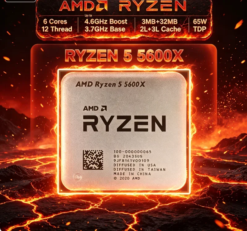 AMD Ryzen 5 5600X 6-Core 12-Thread CPU 3.7GHz Used Processor R5 5600X 7NM 65W L3=32M Socket AM4