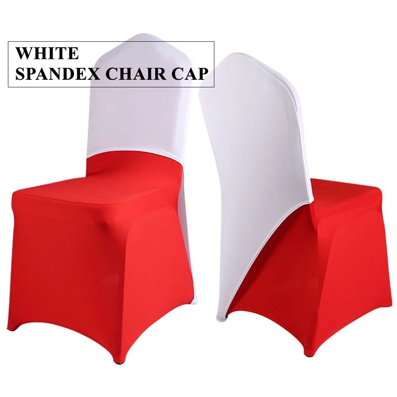 

Nice Looking White Lycra Spandex Chair Cap Hood For Banquet Chair Cover Event Wedding Decoration