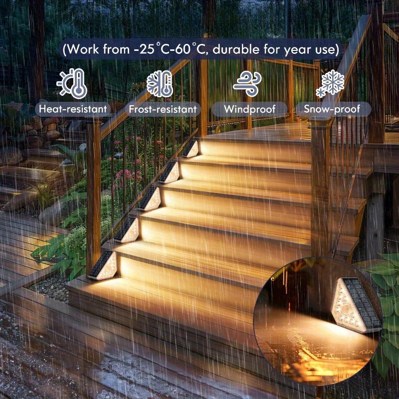 LED Solar Stair Light Lamp Motion Sensor Waterproof Passage Courtyard Guardrail Step Night Light For Outdoor Garden Terrace