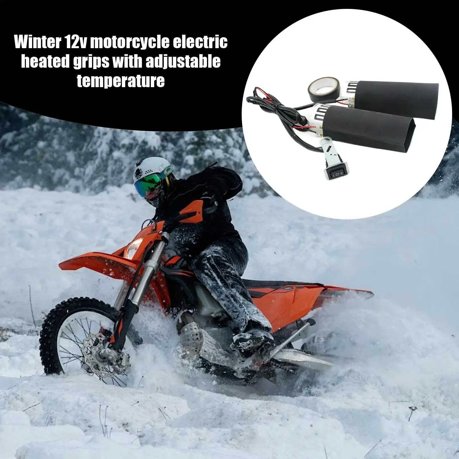 

Motorcycle Heated Grips 1 Pair Adjustable 12V Warmer Temperature Heating Handle For Outdoor Winter Travel Home Driving