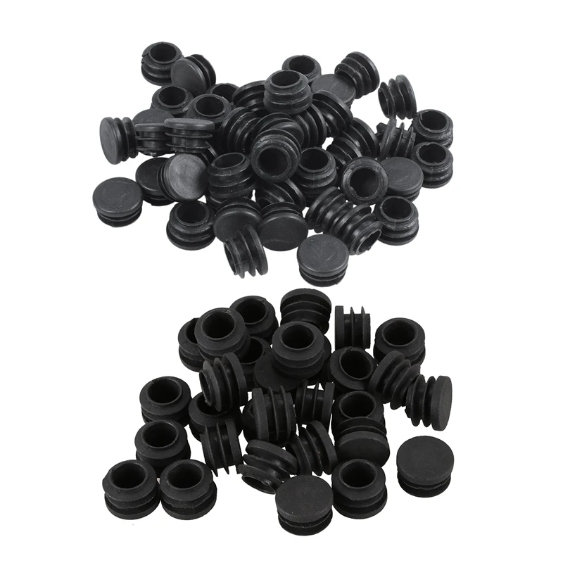 80Pcs Black Plastic Round Table Chair Leg Tube Pipe Insert End Cap, 50 Pcs 22Mm Dia & 30 Pcs 19Mm Dia