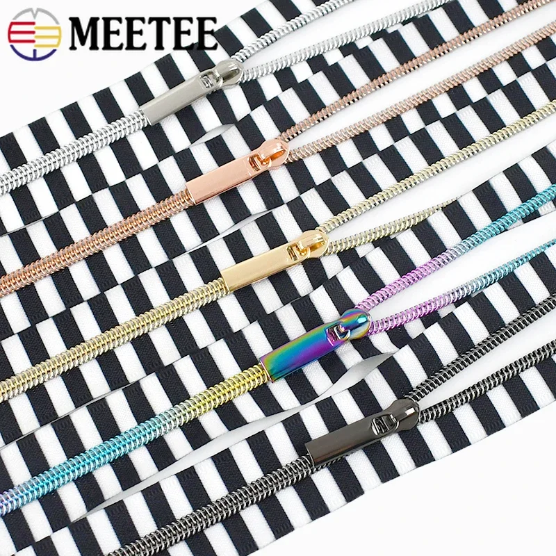 1-4M Meetee 5# Nylon Zipper for Bag Decor Zippers Slider Puller Wallet Clothes Pocket Coil Zip Repair Kit DIY Sewing Accessories