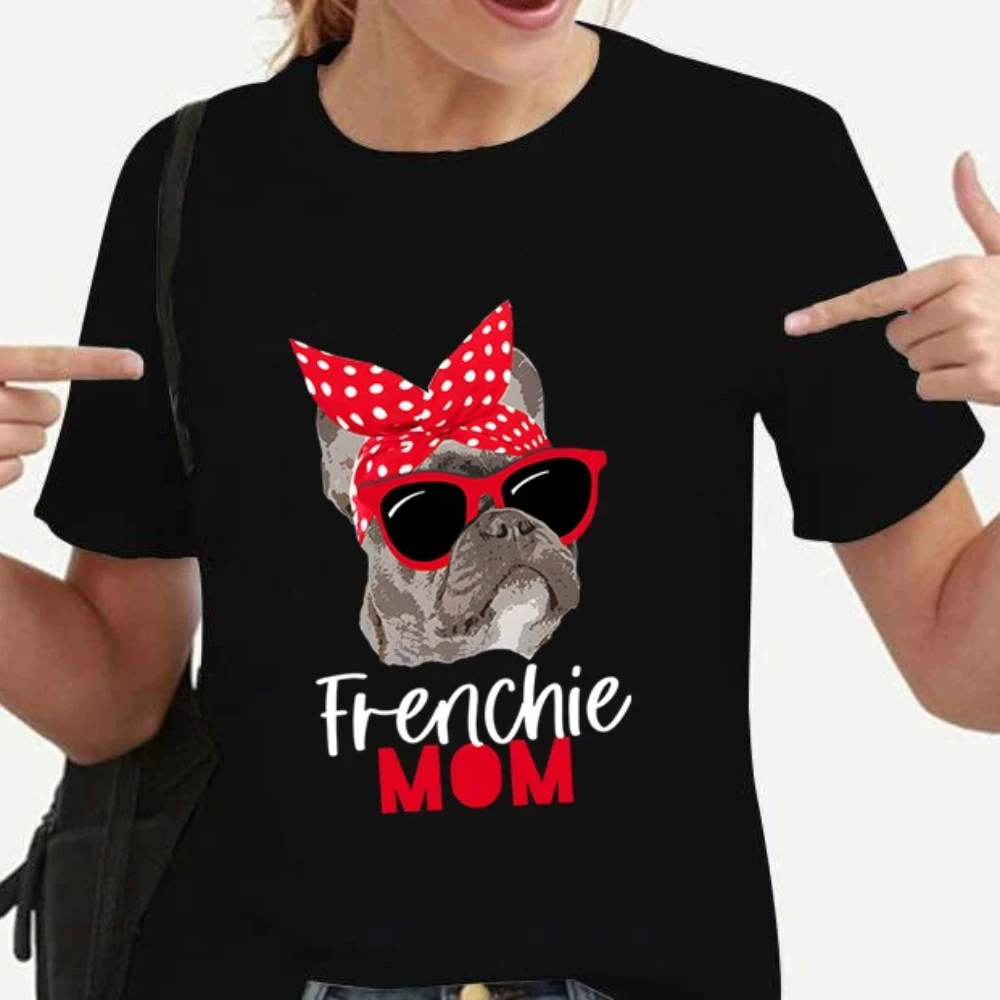 New Women T-shirts Casual Harajuku French Bulldog Print Cotton Tops Summer Female Tees Frenchie Mom T Shirt for Women Clothing