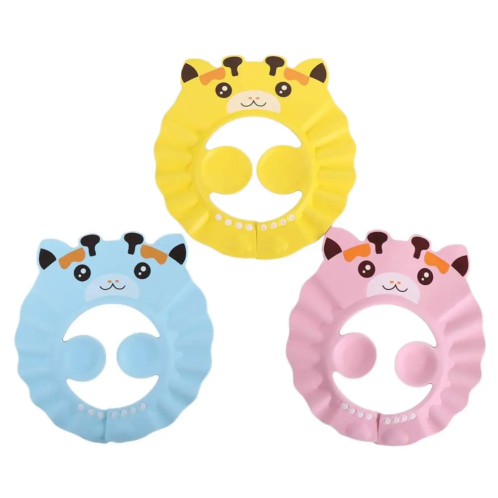 Gorro de ducha bonito para lavar el cabello, gorro impermeable con dibujos animados para niños pequeños, protección para los oídos, visera de baño, gorro de champú, cubierta para la cabeza, gorro de baño para bebé