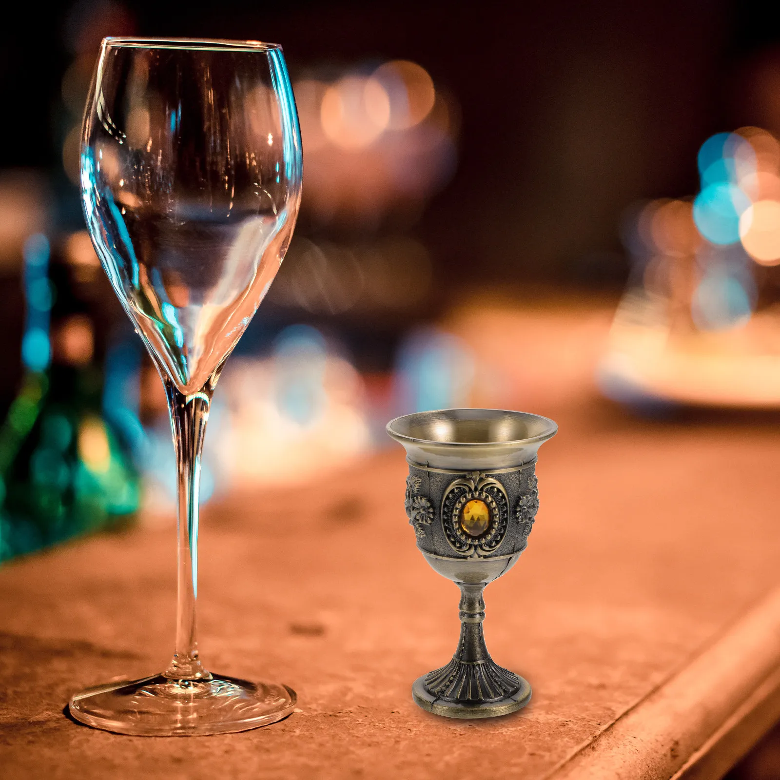 Retro Style Goblet Small Drinking Cup with Exquisite Pattern and Smooth Texture for Home Bar Wine Whiskey Cocktail Enjoyment