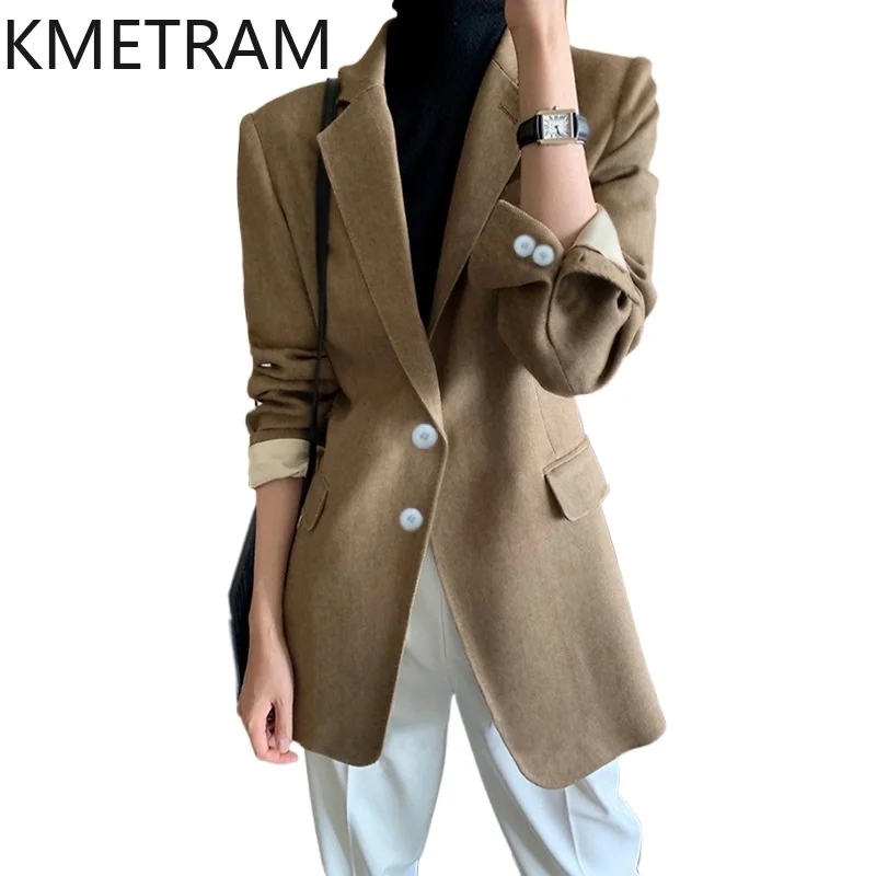 KMETRAM-Blazer Élégant de Style Coréen pour Femme, Veste de Haute Qualité, Vêtements d'Extérieur, Nouvelle Collection Automne 2024