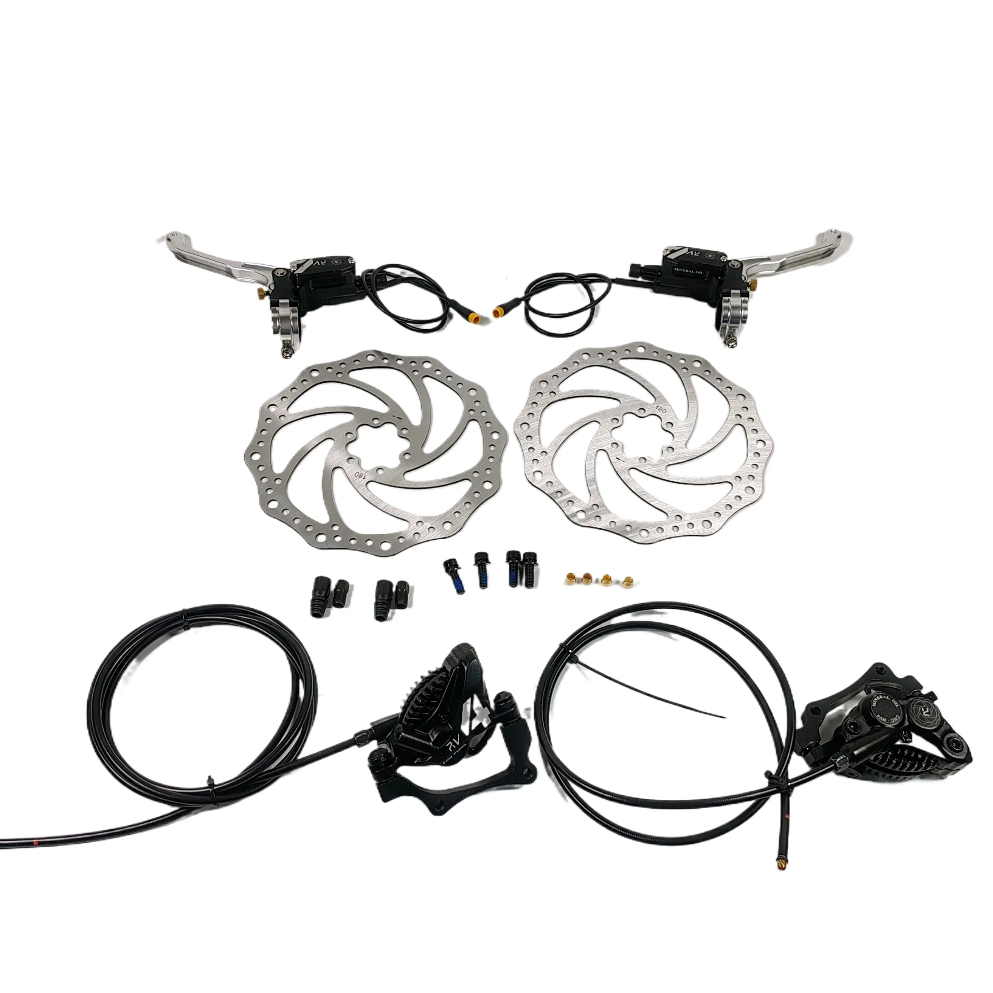 4 Piston Hydraulic Brake 3 Finger Aluminum Alloy For BAFANG bbs 01 02 HD M Series UART 3pin Waterproof Cable