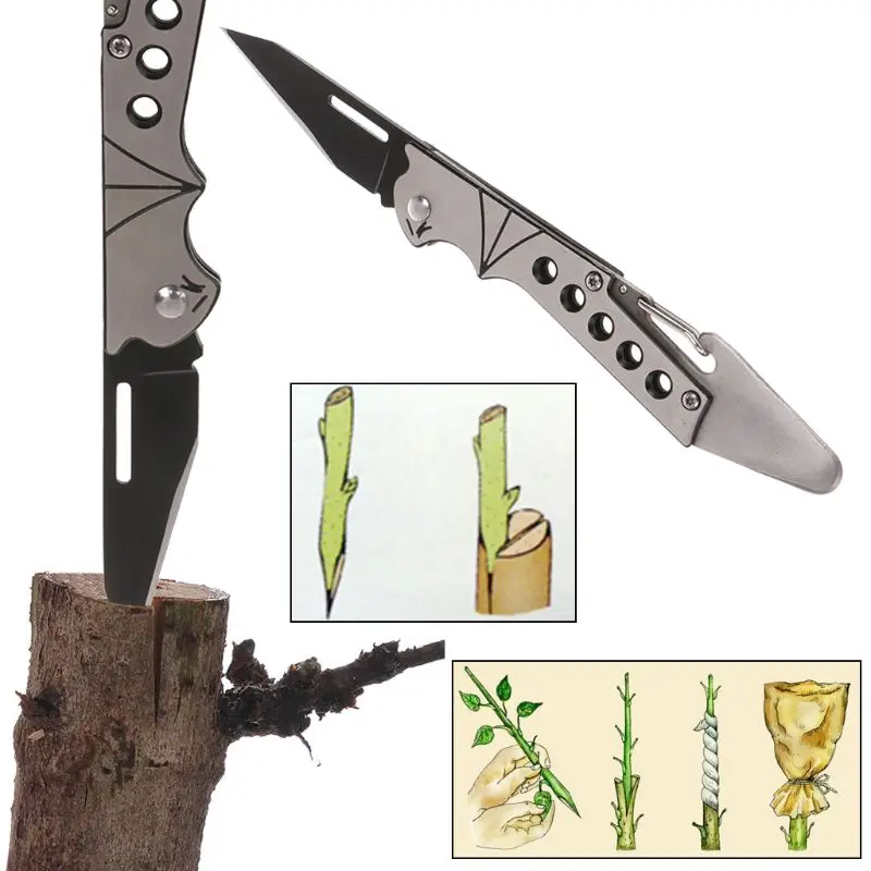 Garten Klapp Pfropfen Messer Beschneiden Sämling Cutter Edelstahl Klinge Inoc Dropship