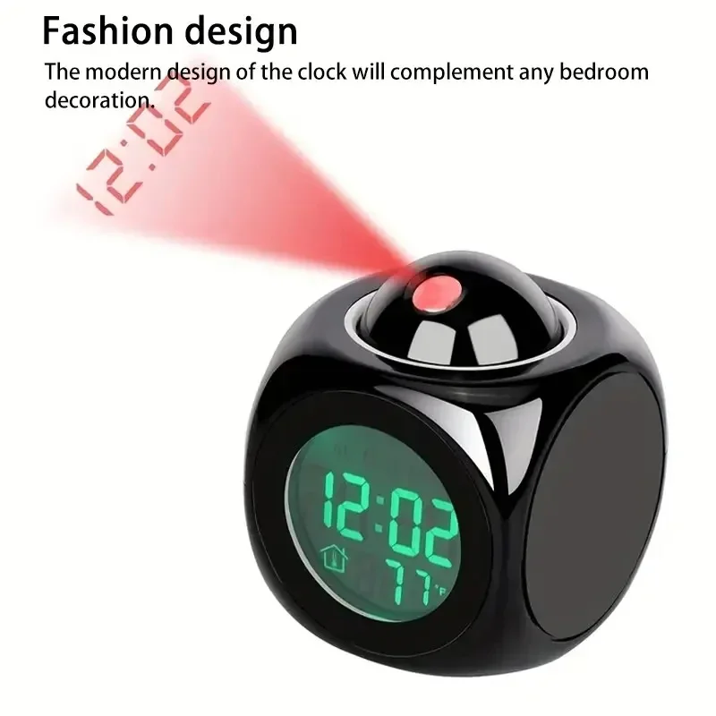 1PCProjection Alarm Clock Ceiling Display Snooze Desk Table Clock Voice Multifunction Digital Projection Clock Temperature Displ