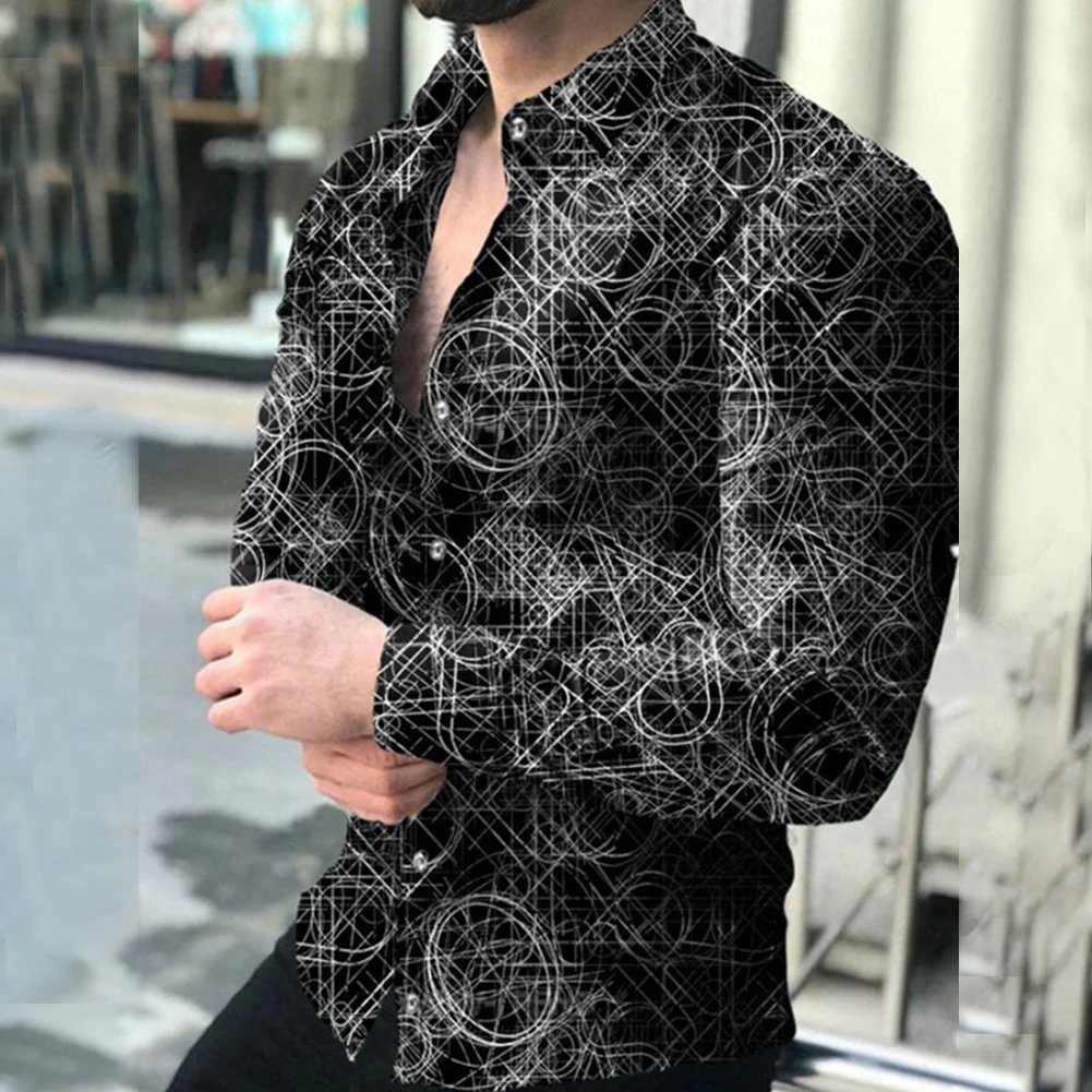 

Casual Baroque 3D Graphic Shirt For Men Long Sleeve Muscle Fitness Button Social Party Tops Shirts And Blouses Clothing