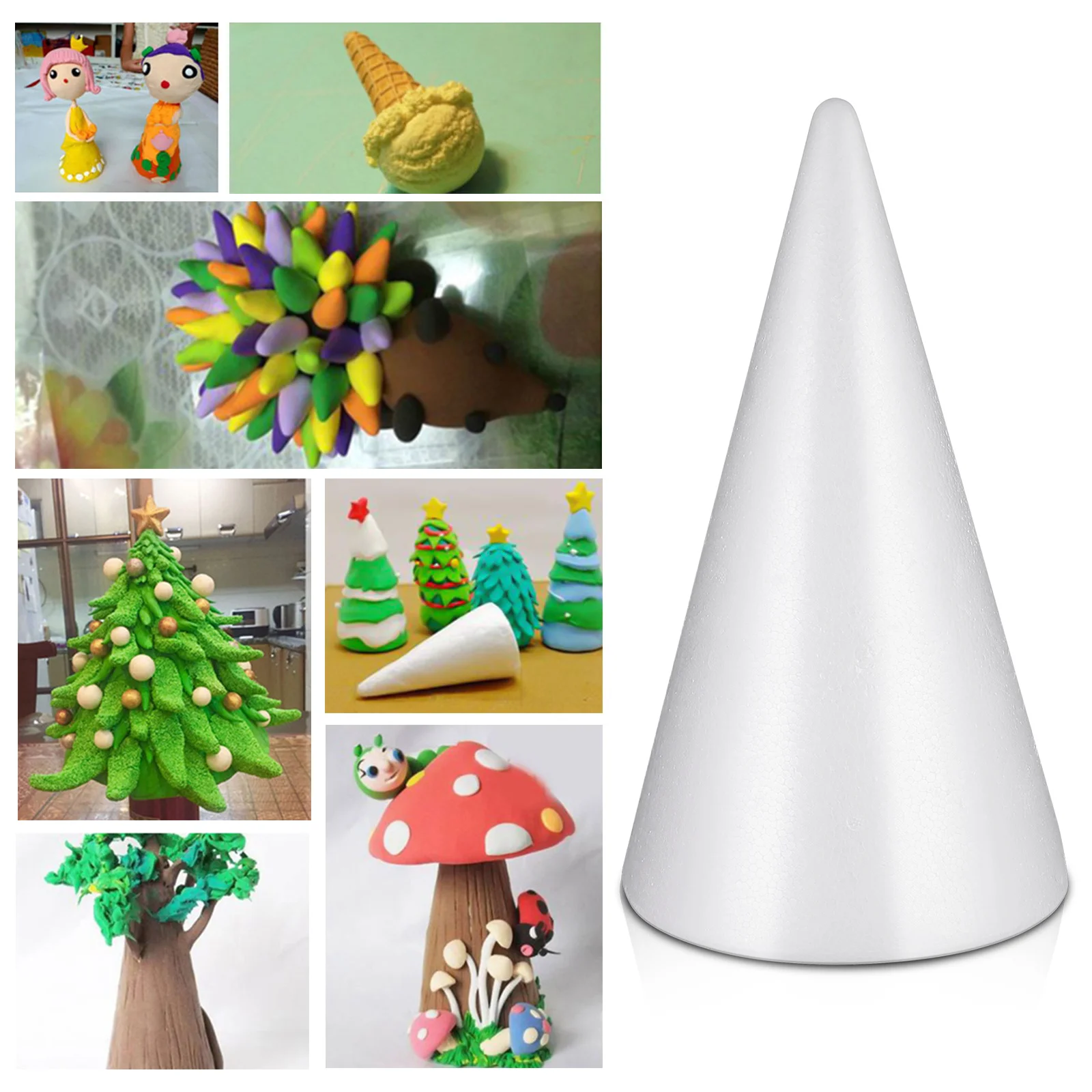 الأطفال DIY رغوة مخروط 34.5x19.5 سنتيمتر الأبيض الحرفية الشكل لمشروع الفن الإبداعي عطلة الطرف الديكور النشاط التعليمي المنزل