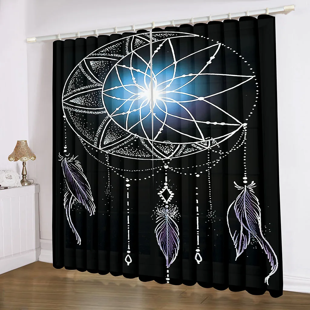 2 Panel Constellations Gothic Compass Printed Curtain Face Sun Black Curtain for Bedroom Living Room Blinds Window cortinas