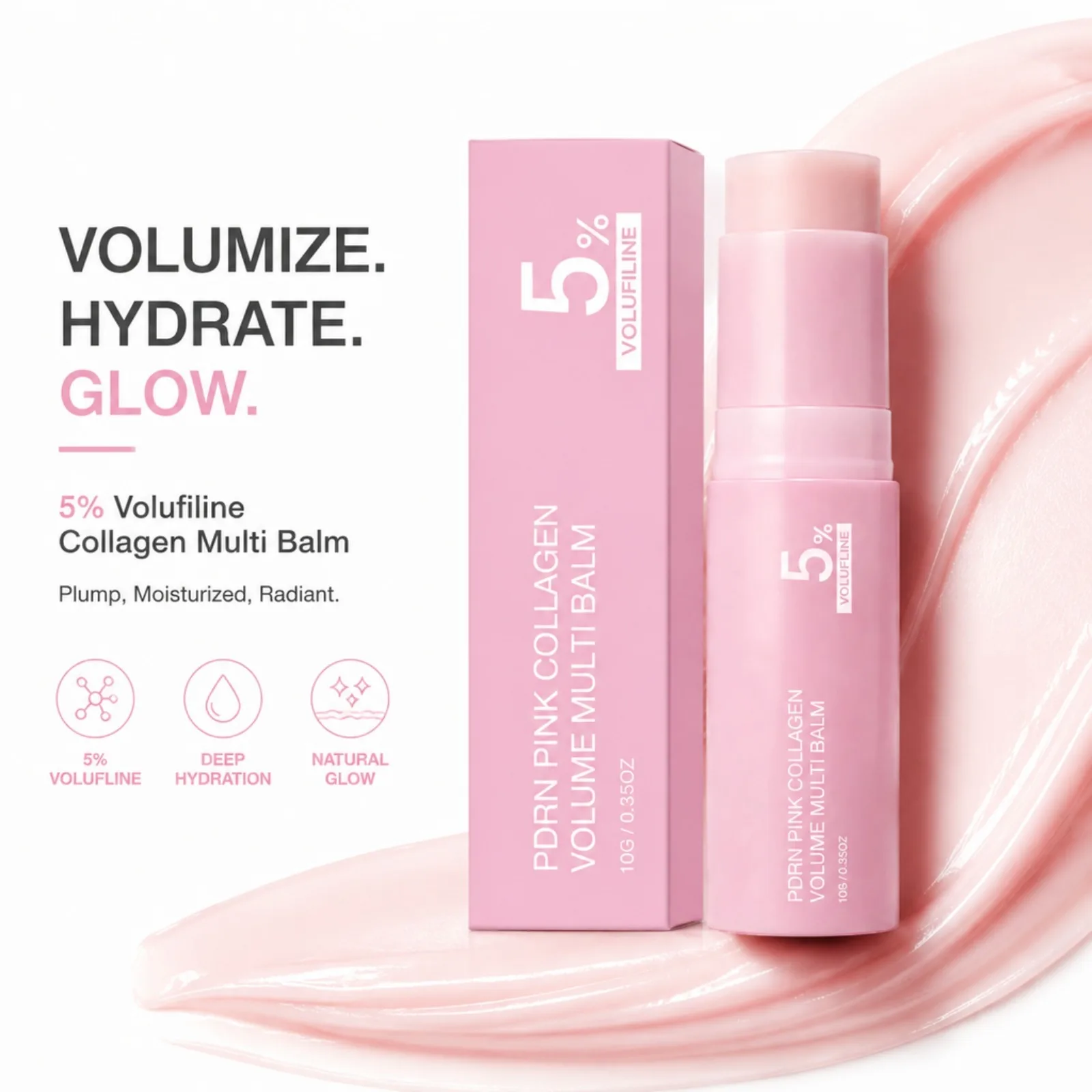 PDRN Pink Collagen Volume Multi Balm Hydrating Nourishing Moisturizer Stick For Face Neck Eye Portable Korea Daily Skin Care