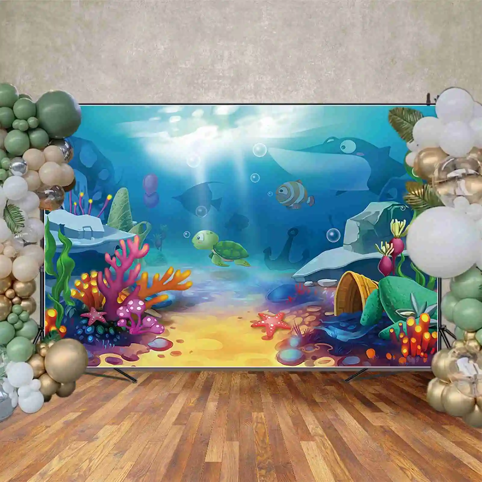 MOON.QG 해저 풍경 사진 배경, 신생아 아기 인어 파티 포토콜 배경, 사진 스튜디오 포토부스 소품