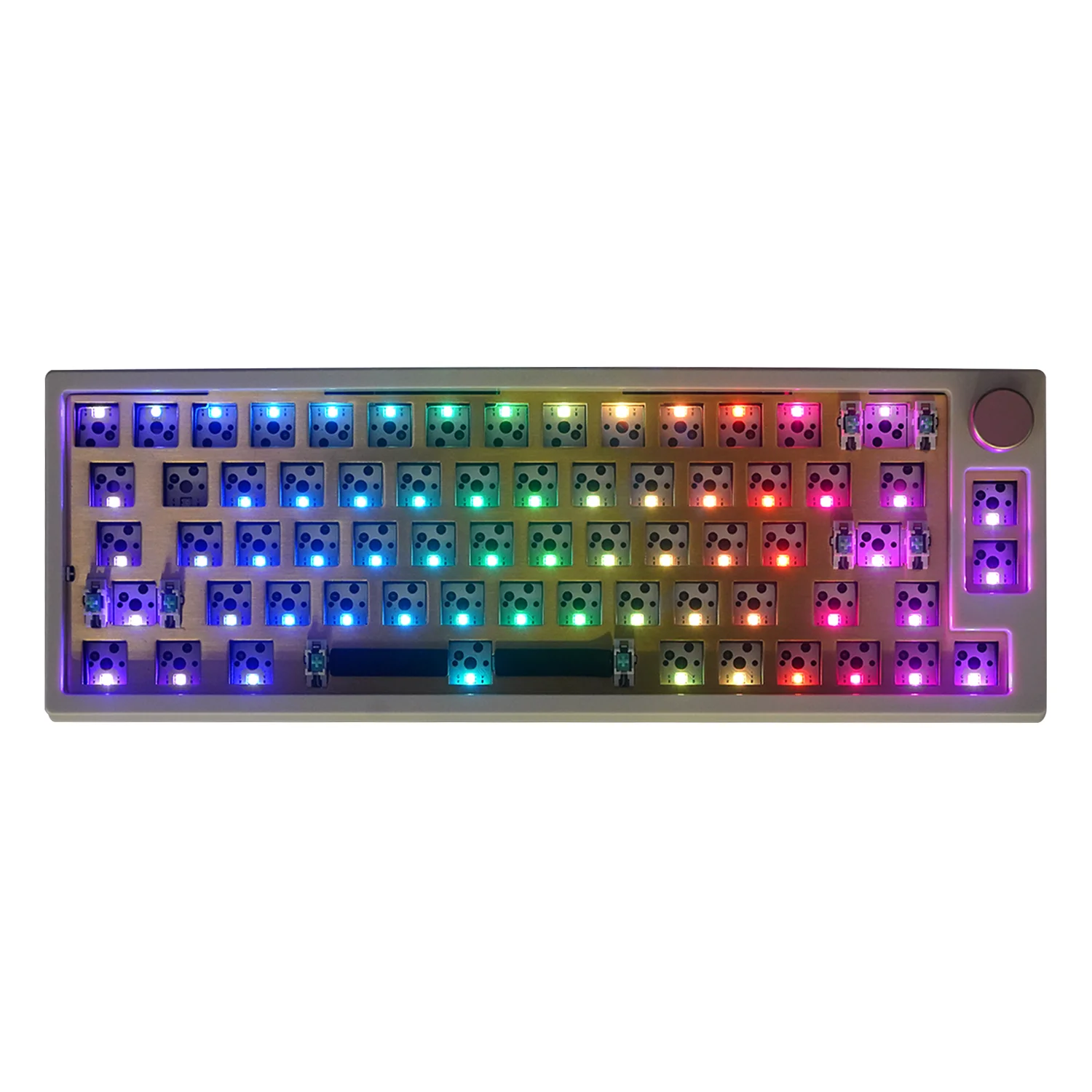 MATHEW MK66 Pro Dichtung, mechanisches Tastatur-Gaming-Kit, 65 Prozent, Hot-Swap-fähiger 3-Modus-Geschmierstab, RGB-Licht, südlich gerichtete LED