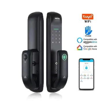 New App Smart Door Lock Bluetooth Tuya Wifi Fingerprint Smart Card fechadura eletronica Home Office Intelligent Digital Lock 1