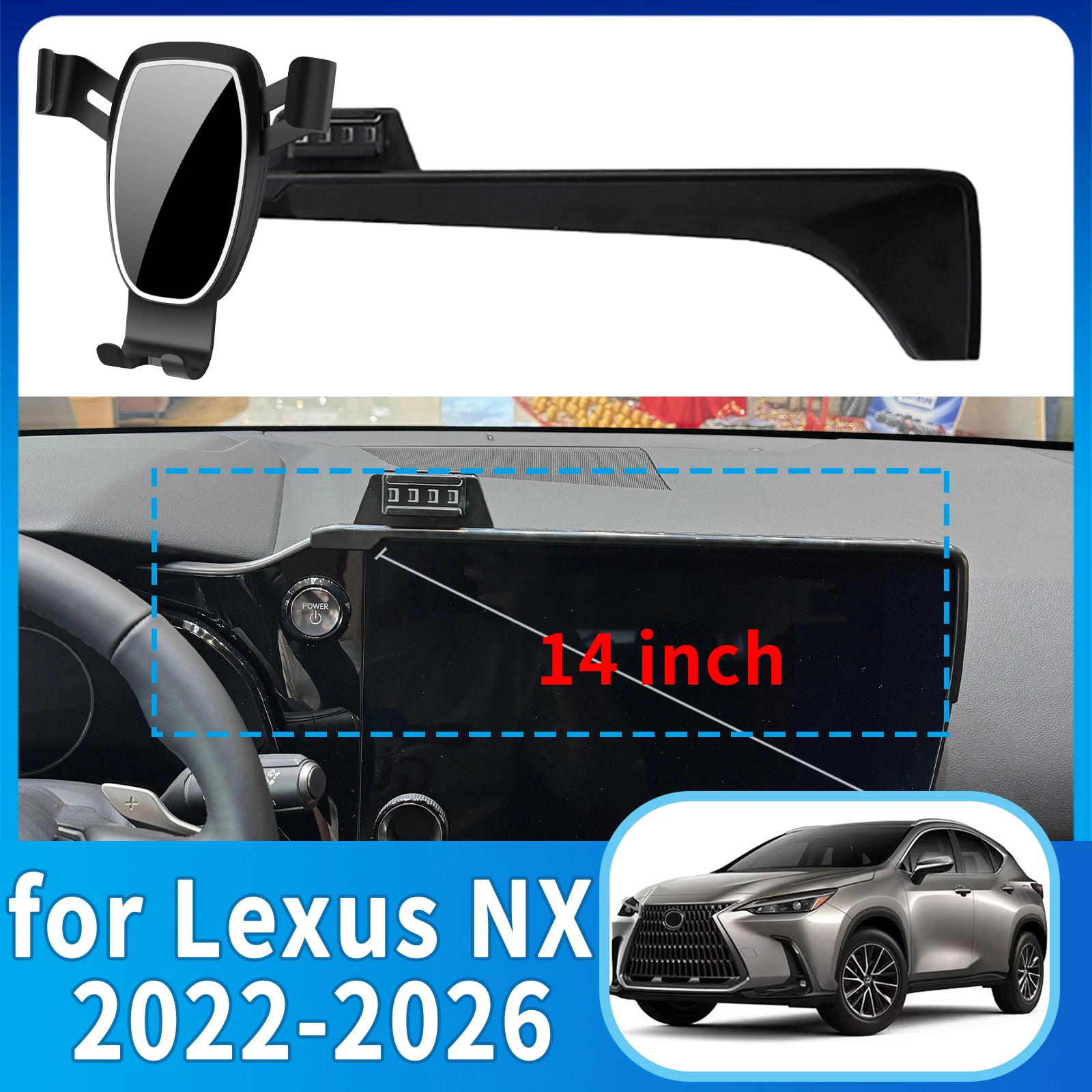 

fit for Lexus NX 2022 2023 2024-2026 (14in/9.8in) Anti-Shake Screen Base Phone Holder Mount Stand ​​ Dedicated accessoires