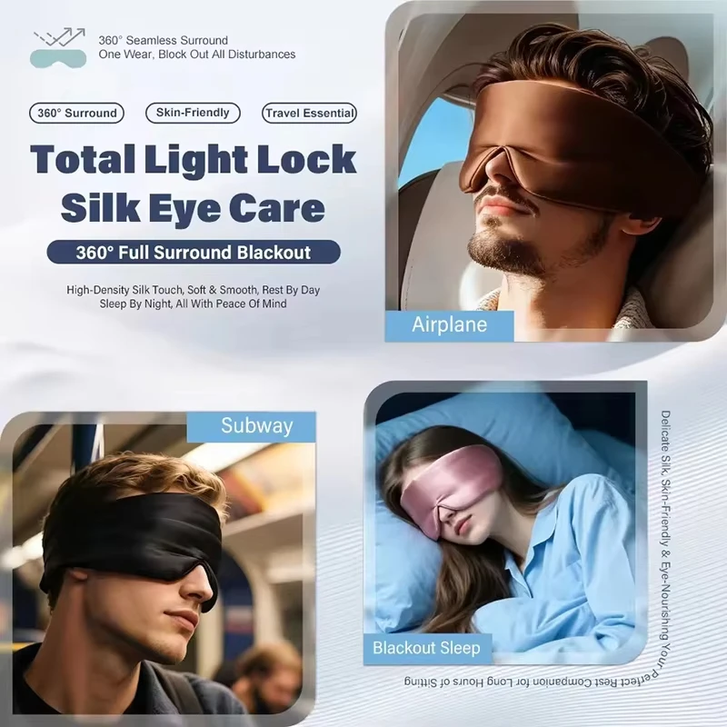 Breathable Sleep Eye Mask Light Blocking Daily Travel Eye Mask Soft Eye Skin Anti Wrinkles Adjustable Wide Velcro Ear Cover - view 5
