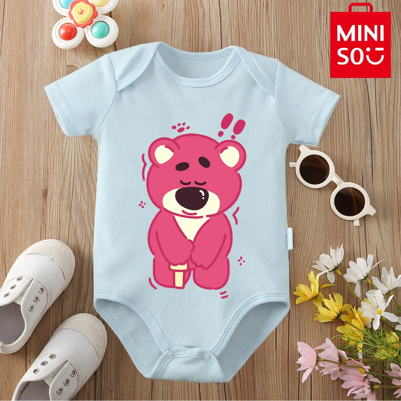 

StrawberryBear MINISO Print Pure Cotton Bodysuit Soft Baby Cloths Best Gift for Baby Onesie Jumpsuit for 0 To 12 Months Newborn