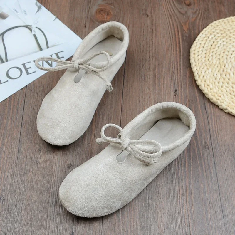 Retro Doll Shoes Literary Small Fresh Womens Flats Mori Girl Handmade Soft Sole Comfortable Shallow Mouth Flat Shoes