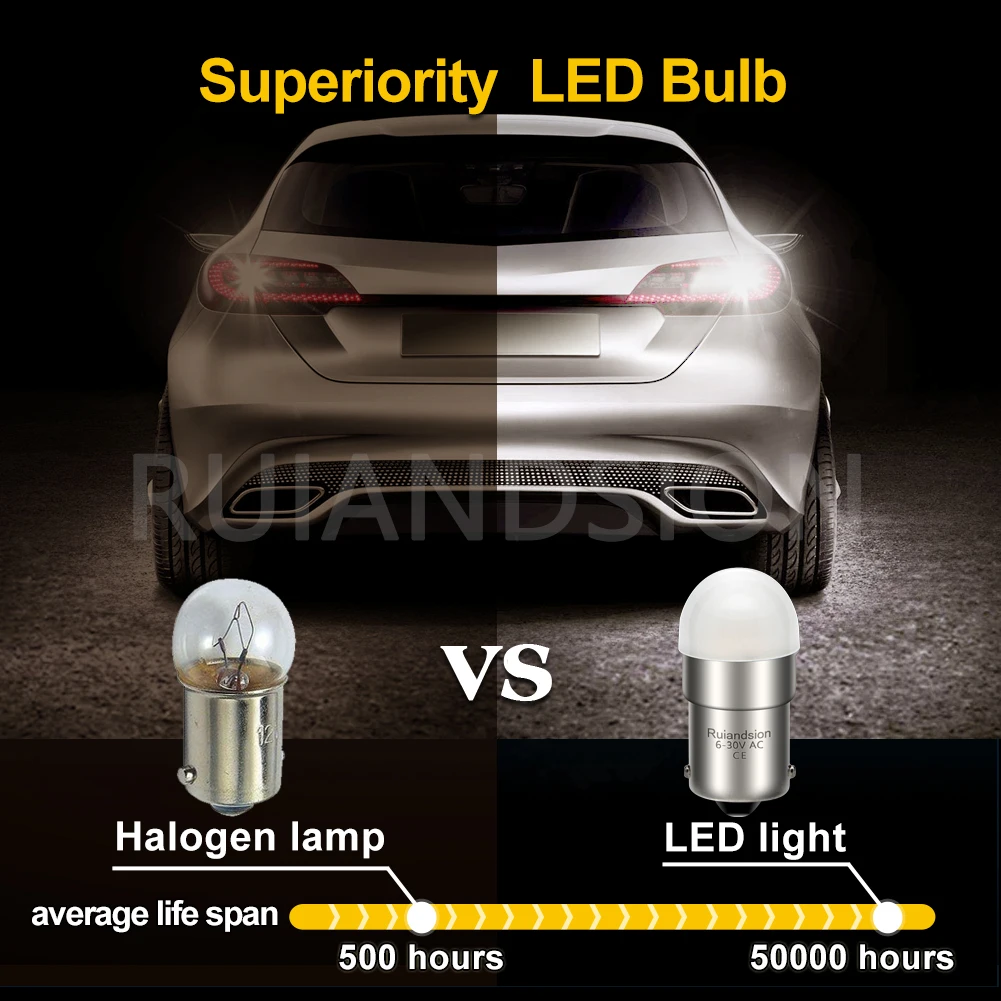 Ruiandsion 2PCS Universal BA15S 1156 P21W BA15D 3030SMD Motorcycle LED Bulb Indicator Rear Fog Brake Stop Light Lamp 4300K 6000K