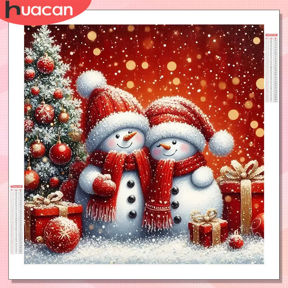 HUACAN Diamant Malerei Schneemann Baum Weihnachten Kreuzstich Home Decor Mosaik Winter Komplette Kits