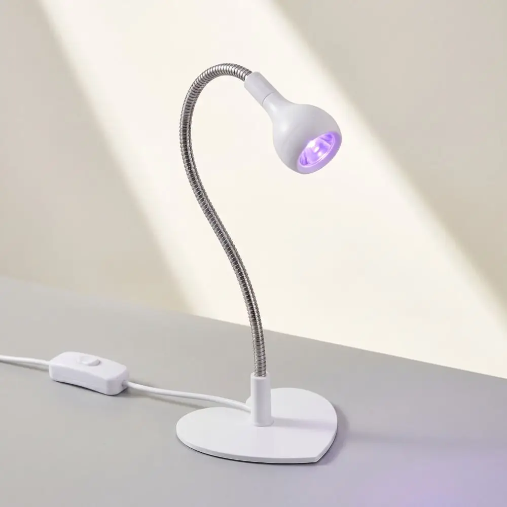360 Degree Adjustable UV LED Nail Lamp Quick Drying Love Base Desktop Nail Light Flexible Gooseneck Design