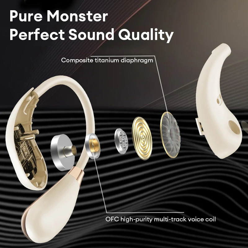 Choice New Monster MH22181 Wireless Bluetooth 5.4 Earbuds IP5X Waterproof Sport Headphones HD Voice Call Long Endurance Earphone