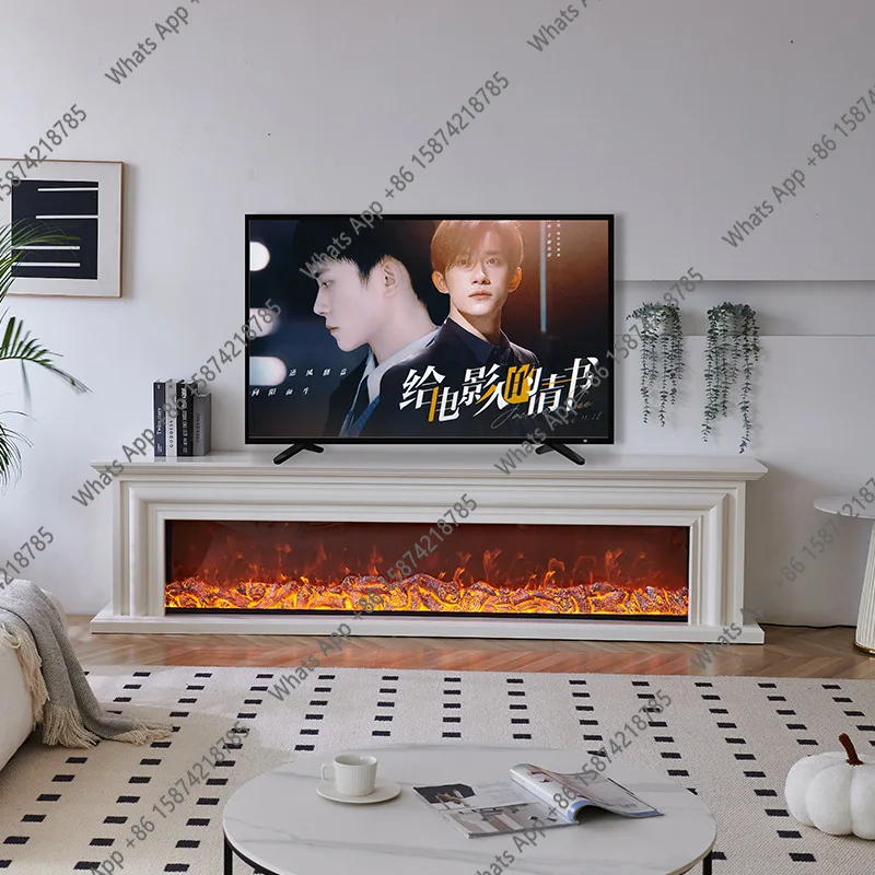 New Ornament European Tv Cabinet Simulated Flame Long Living Room Tv Cabinet Fireplace Luxury White Mueble De Tv Furniture For H