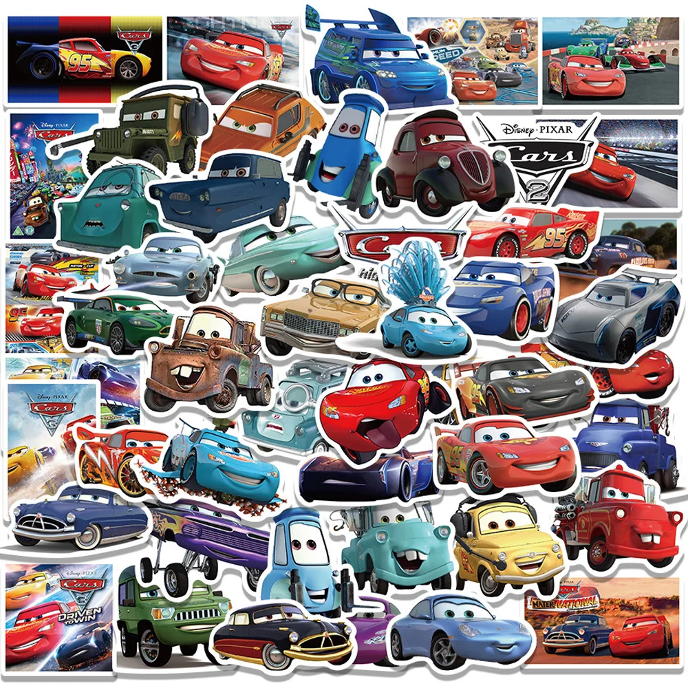 10/30/50 pçs disney filme carros dos desenhos animados adesivos decalques diy skate motocicleta bagagem carro à prova dwaterproof água graffiti