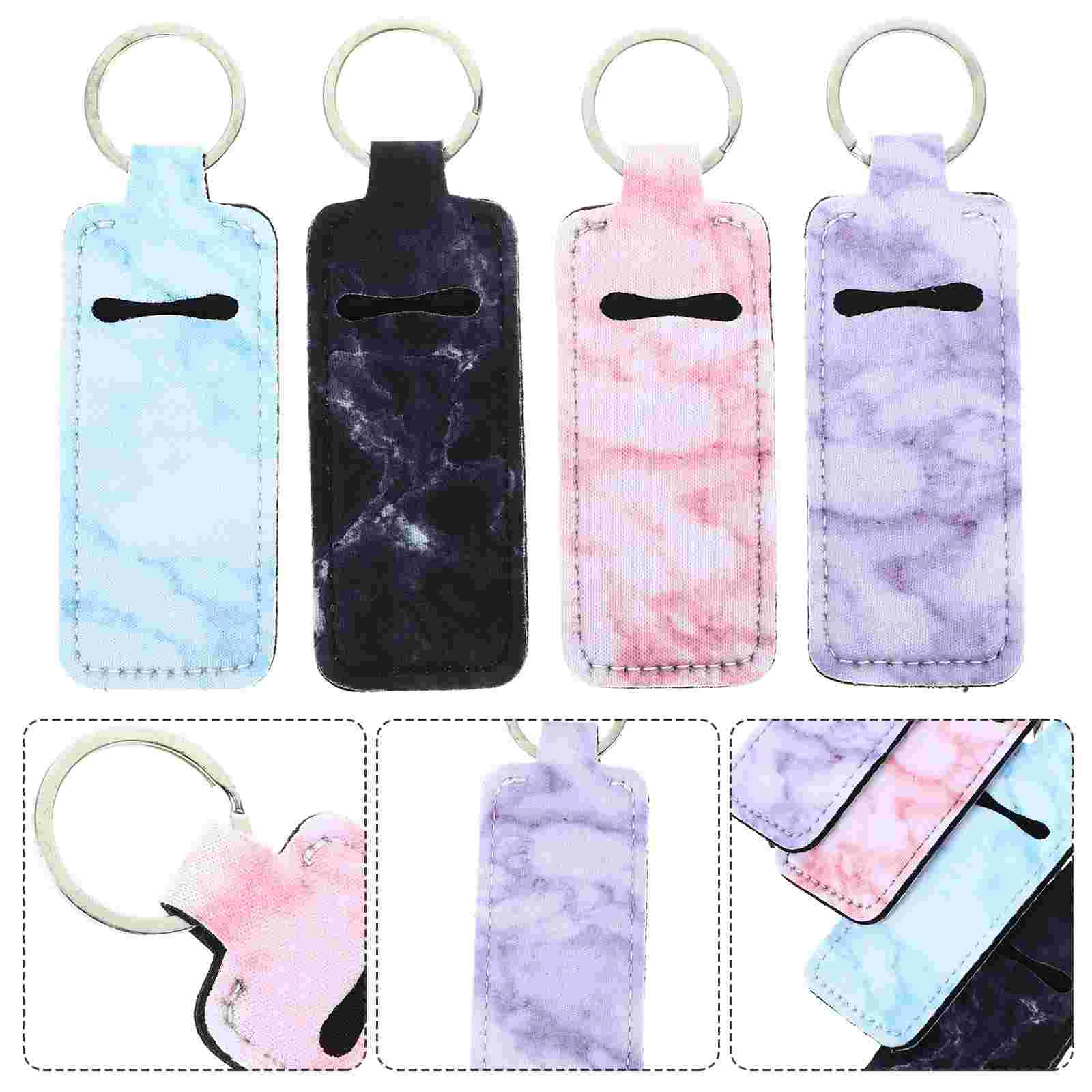 4 Pcs Lip Stick Neoprene Material Keychain Gloss Holder Ring Makeup Organizer Lipstick Bulk Sleeve Travel