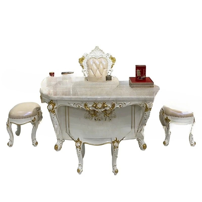 

European tea table, tea table, 1.6 meters, white gold-painted American balcony, living room marble tea table, 1.6 meters