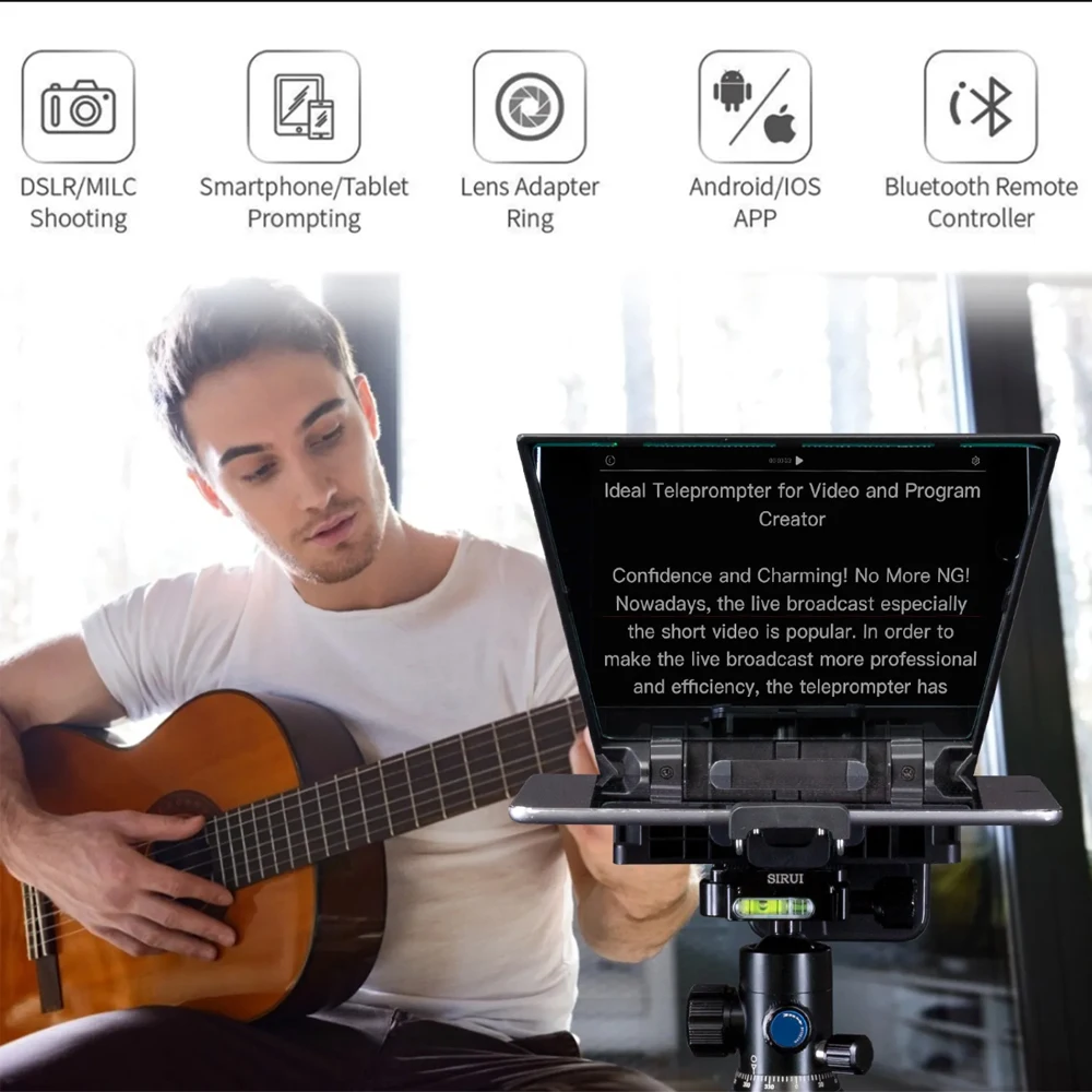 Imagem -03 - Feelworld-teleprompter Portátil com Controle Bluetooth Dslr Tiro Anéis Adaptador de Lente Tpe Suporta até Apenas Tp2