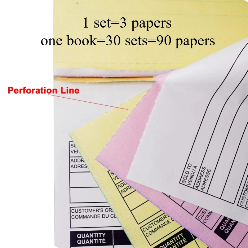 2 Packs Custom Triplicated Sales Order Book Customized 3-Part Invoice Book Carbonless Paper Bill Record Book Sales Form view 3