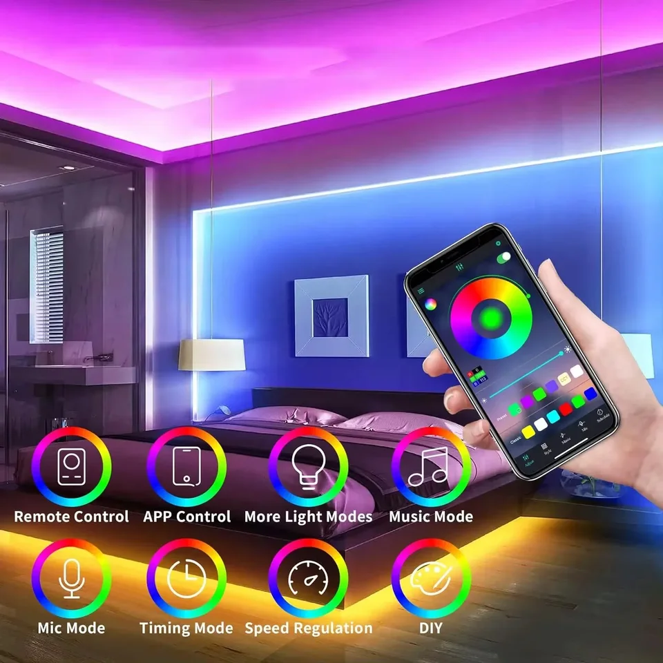 RGB Neon LED Strip 1/2/3/5M IP65 Waterproof DIY USB Neon Strip Tuya App Remote Control Flexible Ribbon for Home Decor Lighting, image 3