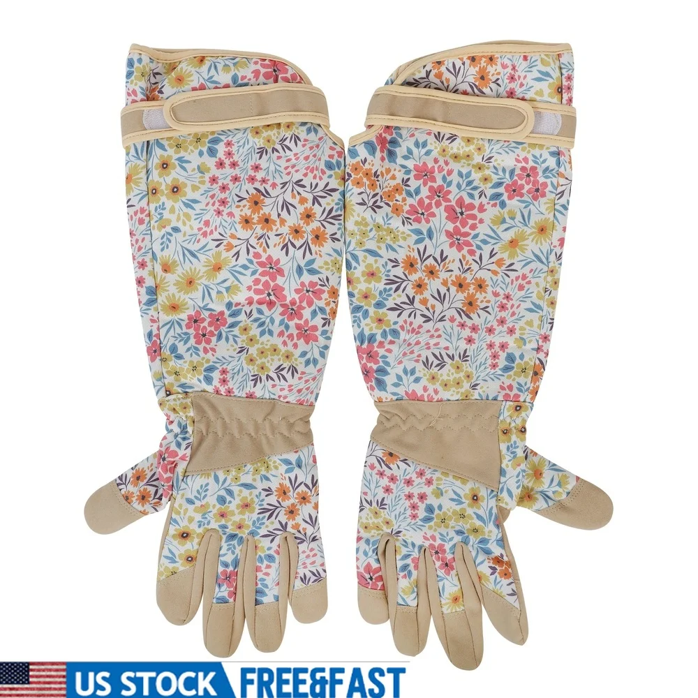 

Floral Pattern Garden Gloves Waterproof Breathable Durable Gardening Gloves with Reinforced Palms Weeding Pruning Planting Tools