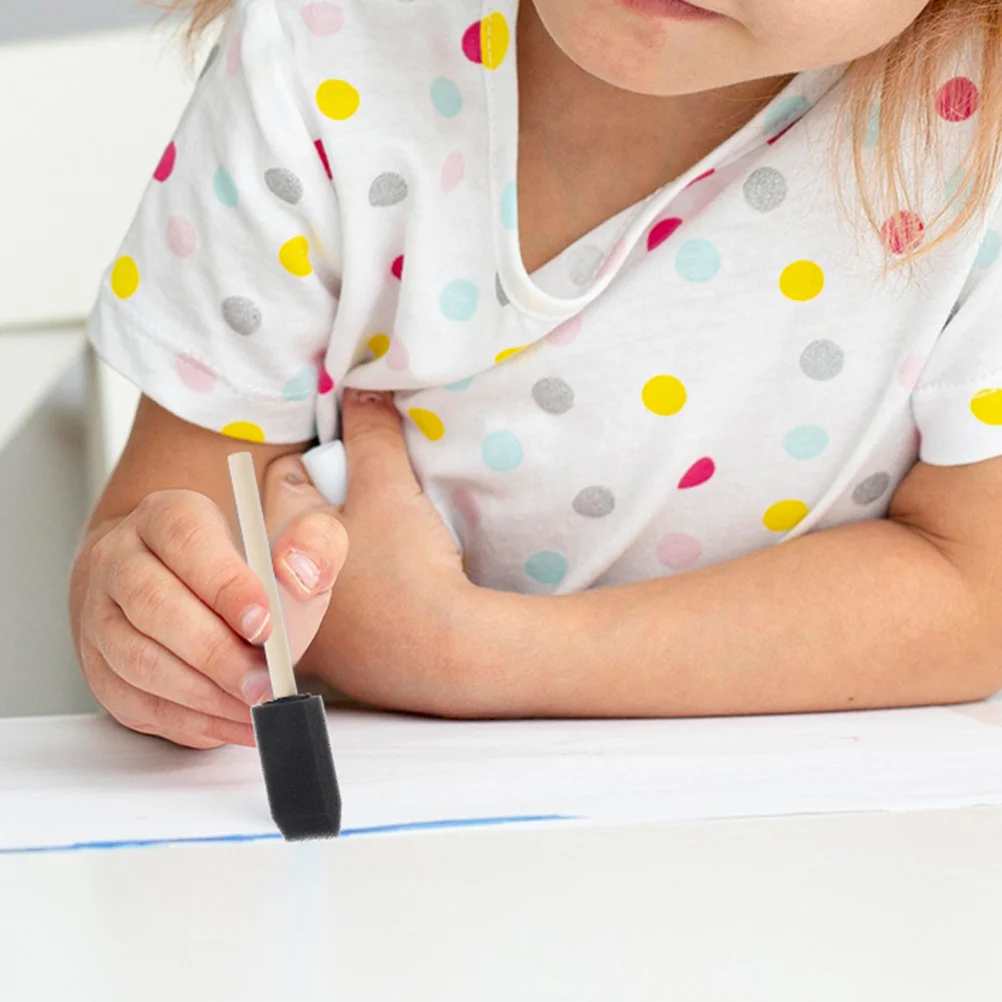 

18Pcs Wood Handle Sponge Brushes for Kids DIY Finger Painting Craft Foam Paint Supplies for Creative Art Round Painting Sponge