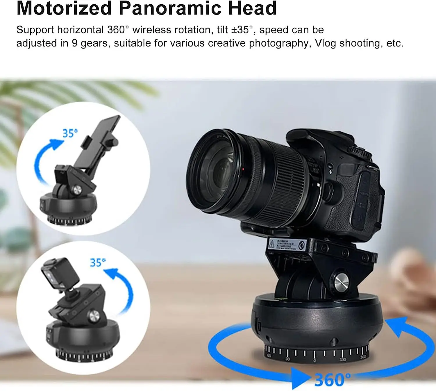 ZIFON YT1200 Auto Motorized Pan Tilt Head 360° Rotation Panoramic Head Remote Control Multifunctional Head for Camera/Phone