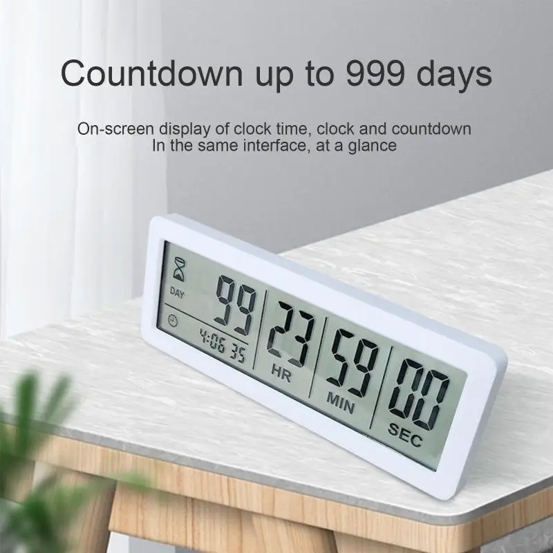 KX4B Big Digital Countdown Days Timer Hari Hitung Pengatur Waktu Bahan ABS 2 Warna untuk Dapur Laboratorium Lulusan