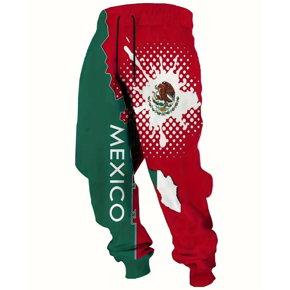 

Уличные брюки с мексиканским флагом и ацтекским узором, мужские спортивные штаны с боковыми карманами и эластичными шнурками, брюки для бега для мужчин, повседневные брюки