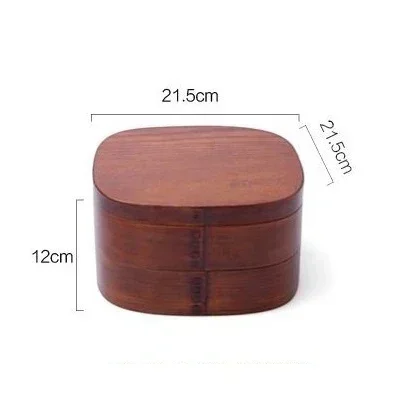 Japanese Wooden Lunch Box Picnic Bento Box Student Lunchbox Double Layer with Spoon Fork Tableware Set Sushi Food Container