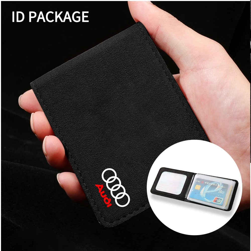 For Audi S Line A4 B8 B7 A3 8P 8V A6 C7 C6 Q5 8R Q7 4L Q2 Q3 8U F3 1pc Car Wallet Driver License Bag ID Passport Card Package 