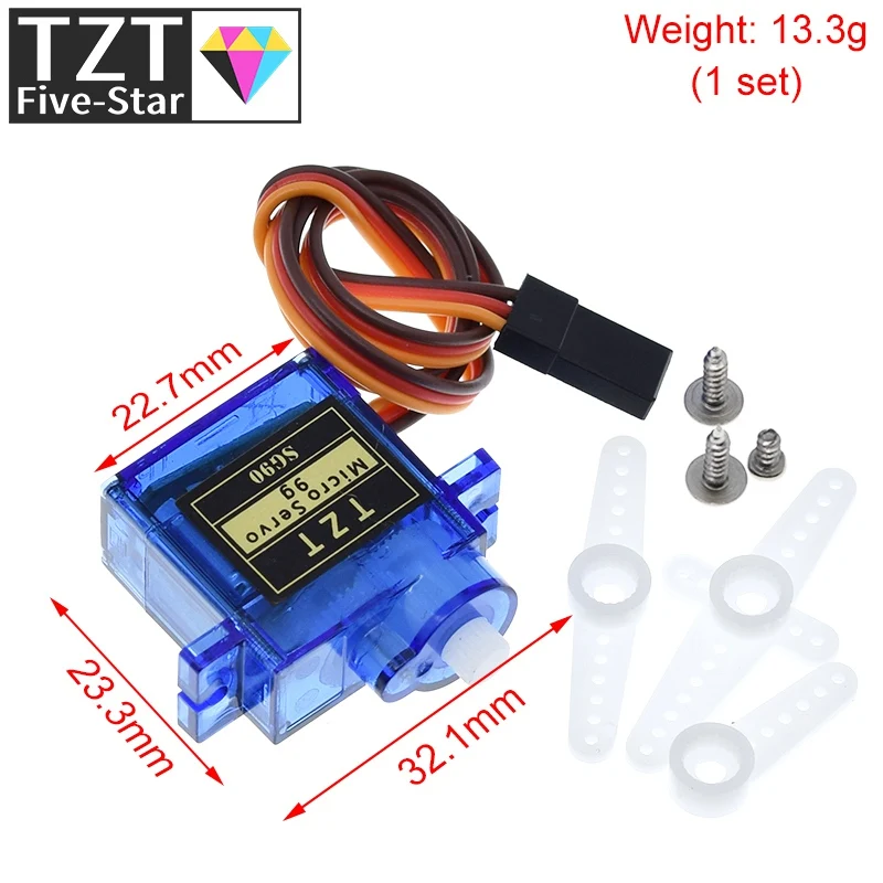 TZT Official Smart Electronics Rc Mini Micro 9g 1.6KG Servo SG90 for RC 250 450 Helicopter Airplane Car Boat For Arduino DIY