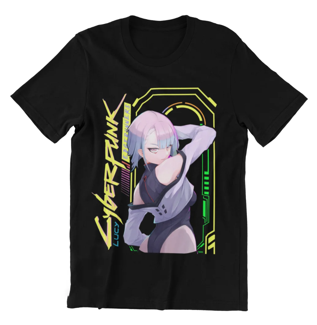 سايبر ديفيد ولوسي تي شيرت الرجال النساء الشارع الشهير المتضخم Y2k قصيرة الأكمام Harajuku الشرير الهيب هوب فضفاض الإناث الذكور الملابس تيز #4