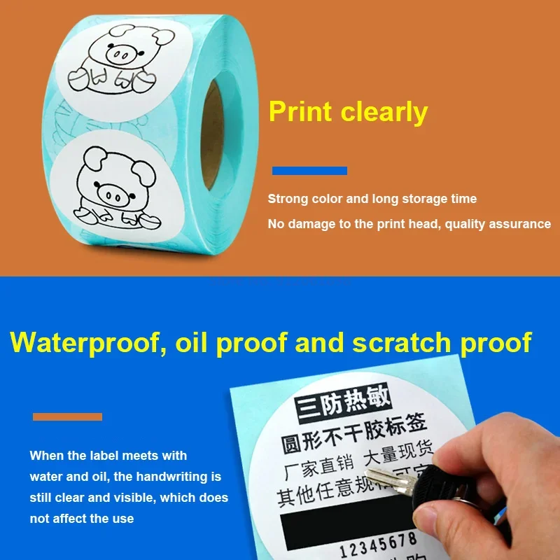 Round Stickers Thermal Label Sticker Paper Supermarket Price Blank Barcode Label Direct Print Waterproof Stickers Print Supplie